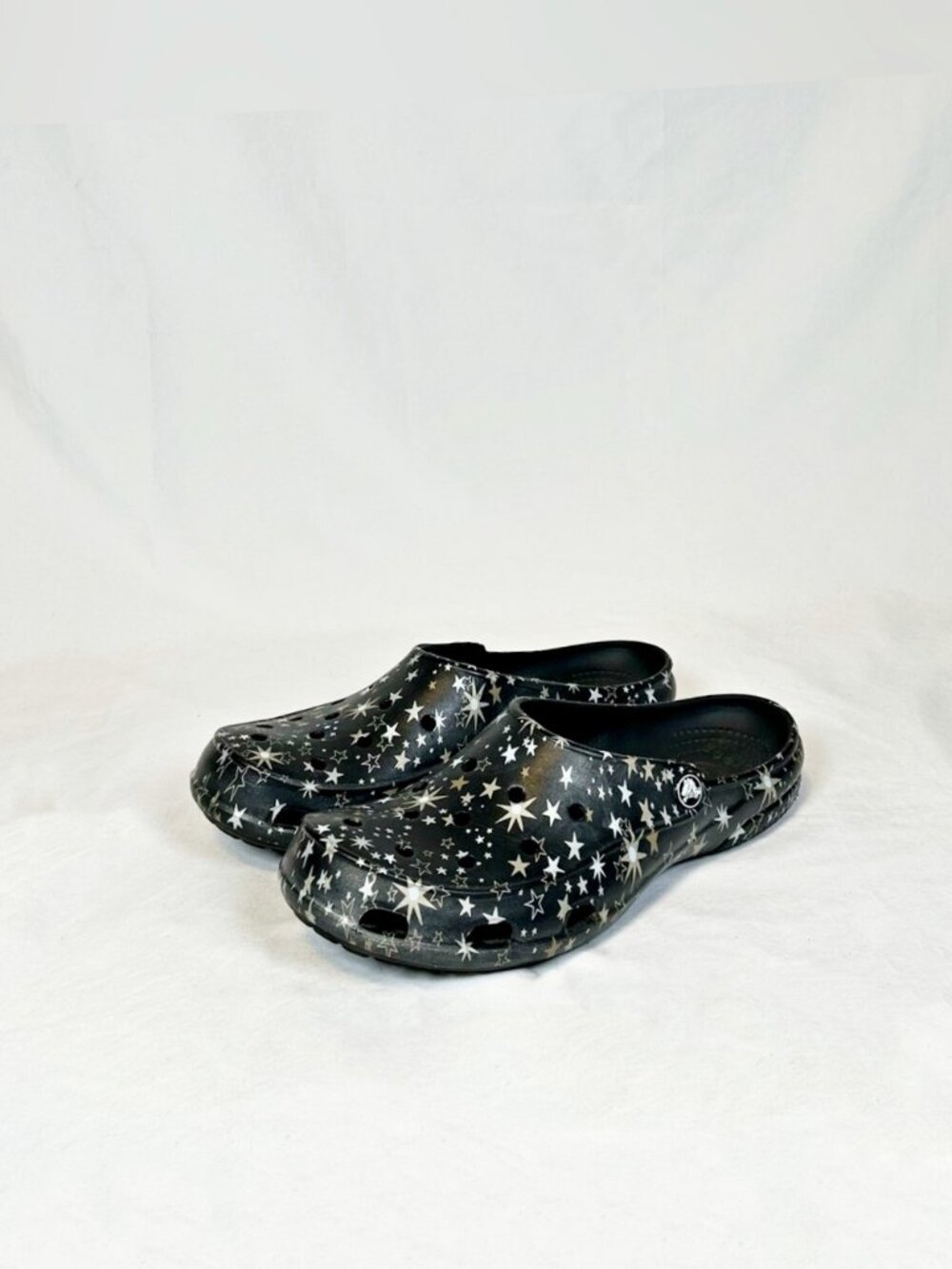 Crocs Freesail Womens Black Celestial Gold Silver Stars Slip-On Clogs~9~